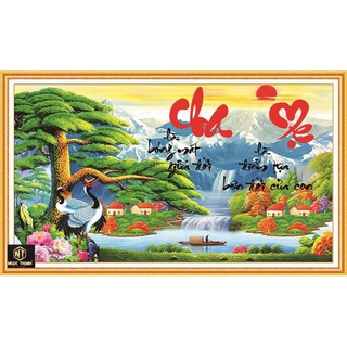 FreeShip từ 250K-Tranh đính đá CHA MẸ Cha Mẹ CÂY TÙNG VS041 KT: 93x56cm