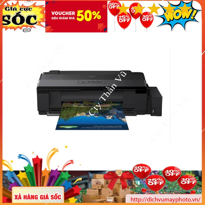 Máy in phun màu khổ A3 Epson L1800 hàng mới 100% có lắp sẵn bộ tiếp mực ngoài  bảo hành INECO
