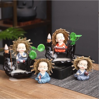 Bộ tượng 4 chú tiểu tứ không đội nón rơm, 4 chú tiểu cầm kỳ thi họa siêu dễ thương