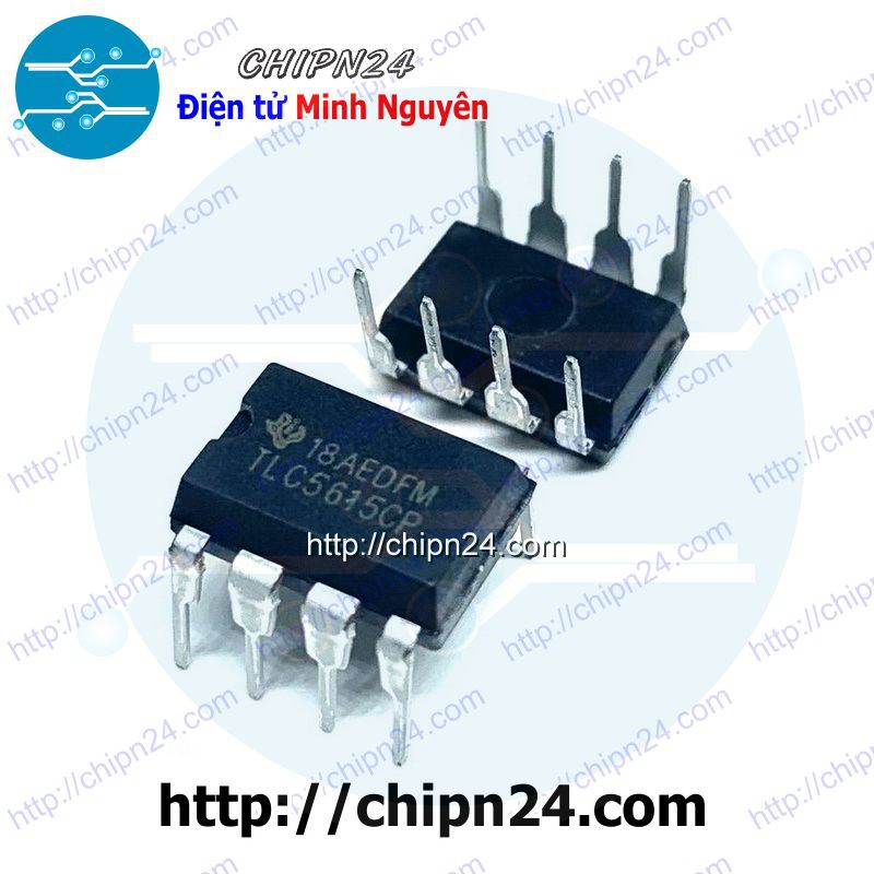 [1 CON] IC TLC5615 DIP-8 (TLC5615CP 5615) (Bộ chuyển đổi DAC 10 bit 12.5us)