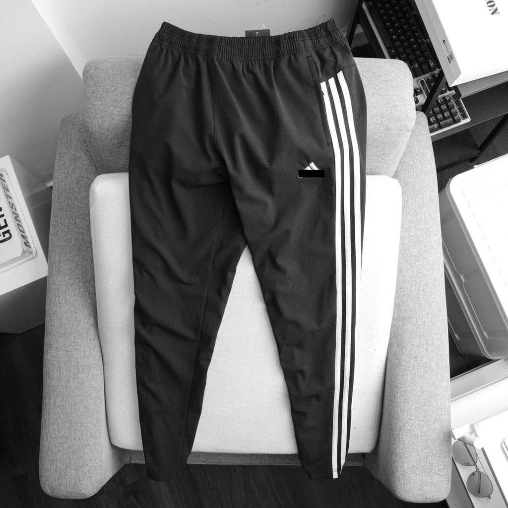 Quần Gió Thể Thao Nam 3 Sọc Ống Suông Cao Cấp ZENOMA Vải Gió Dù Thể Thao Có Khóa Túi-Z308