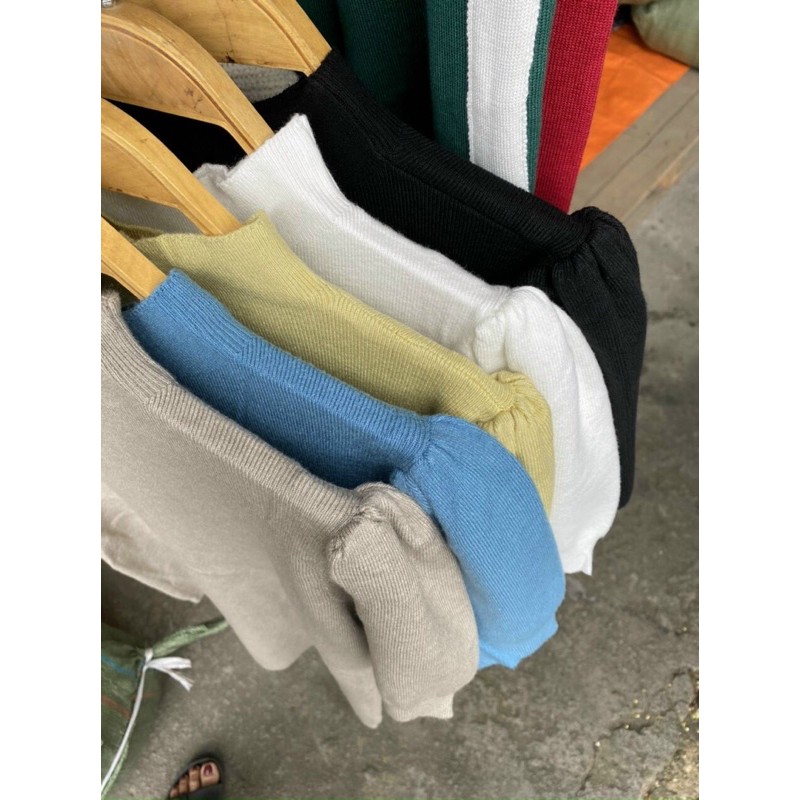 Áo len nữ cổ cao tay lỡ vai bồng chất đẹp | BigBuy360 - bigbuy360.vn