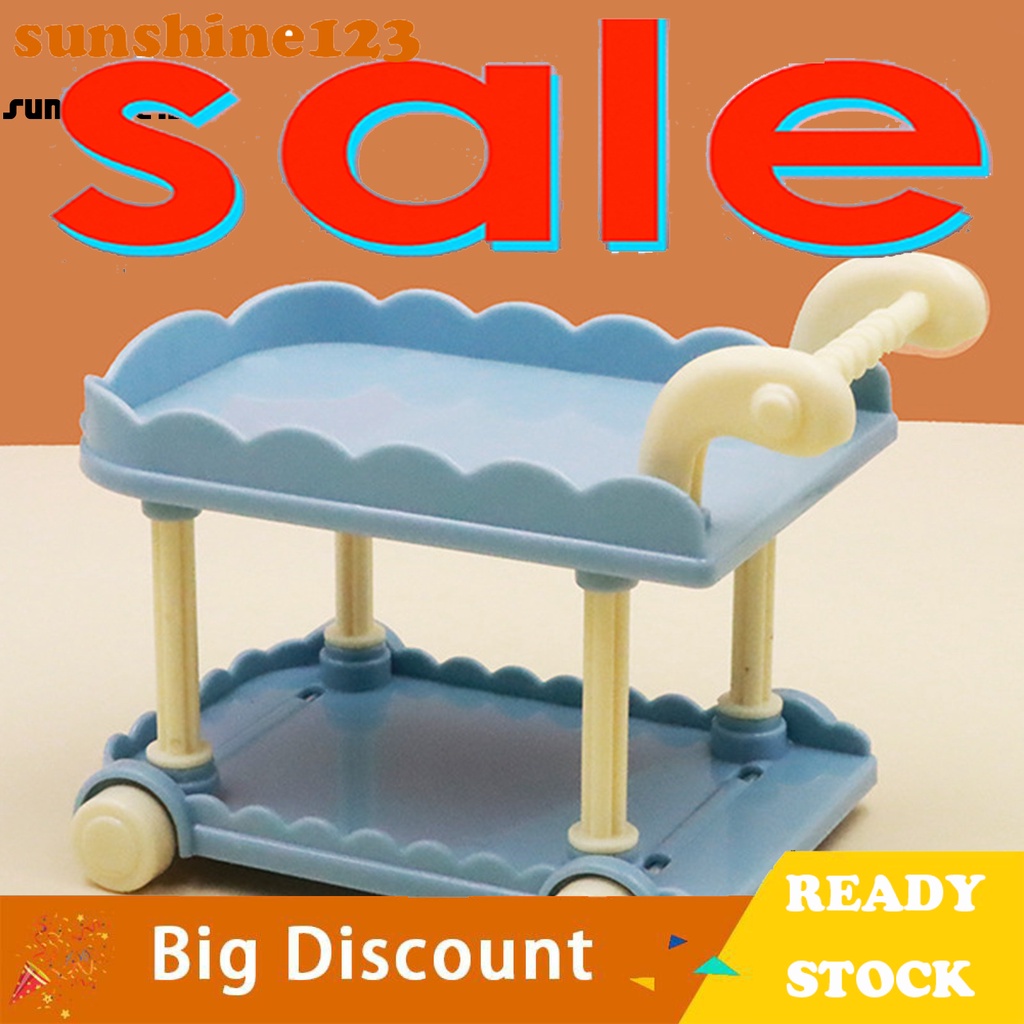 Xe đẩy đồ ăn mini cho nhà búp bê 123