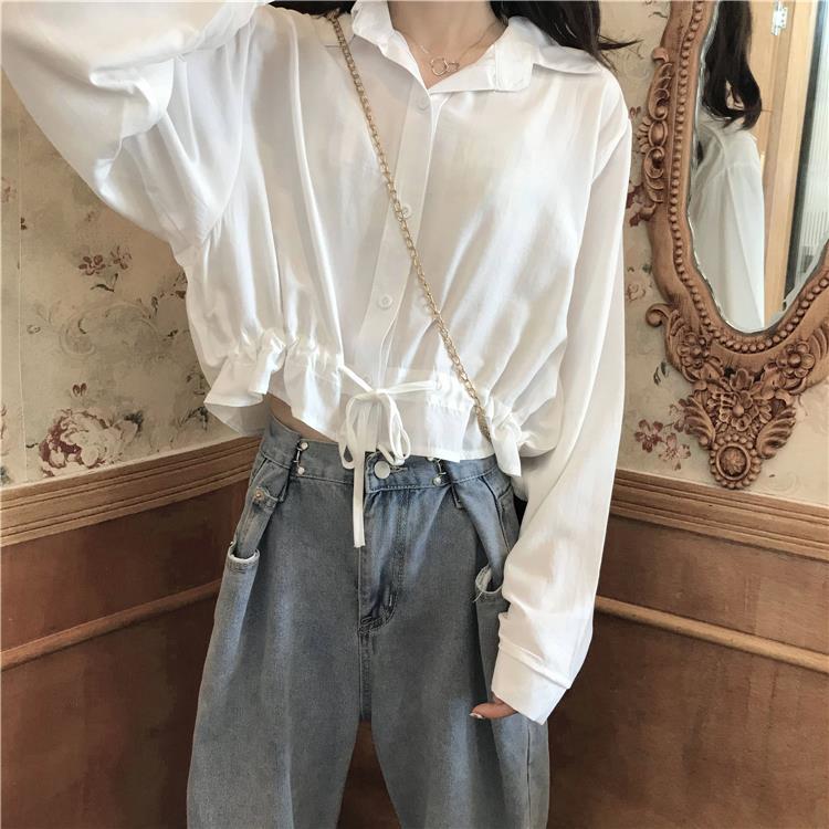 Áo Sơ Mi Nữ Tay Dài Dáng Rộng Màu Trơn Thời Trang