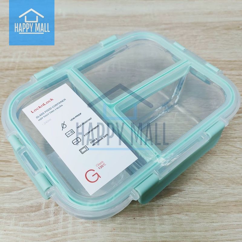 Hộp thủy tinh chia ngăn Lock&amp;Lock Glass Food Container dung tích 600ml/860ml/1040ml