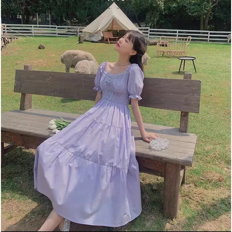 Đầm Dáng Dài Phối Ren Kiểu Retro Thời Trang Mùa Hè Cho Nữ