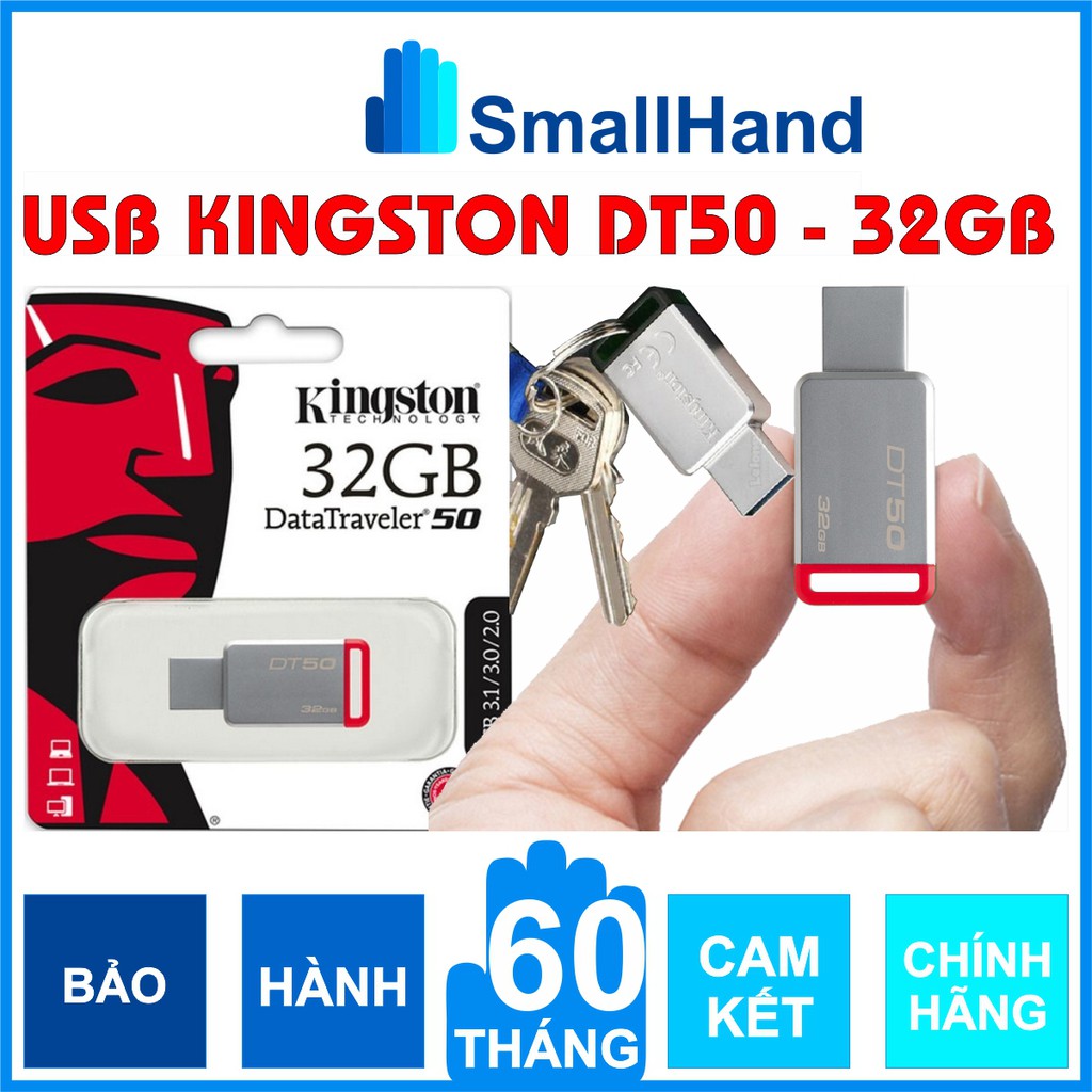 USB 32GB Kingston DataTraveler DT50 – Vỏ thép nguyên khối – Chịu va đập – Kháng nước – CHÍNH HÃNG – Bảo hành 5 năm