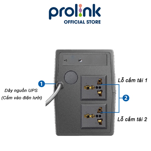 Bộ lưu điện UPS PROLiNK PRO700SFC (650VA) công suất 360W, sạc siêu nhanh, dùng cho PC, Wifi, Camera