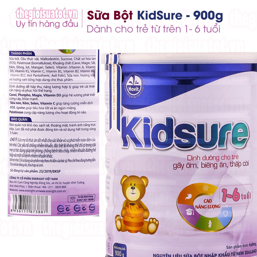 Sữa bột Havit Kidsure 900g Đặc Trị Cho Trẻ Suy Dinh Dưỡng