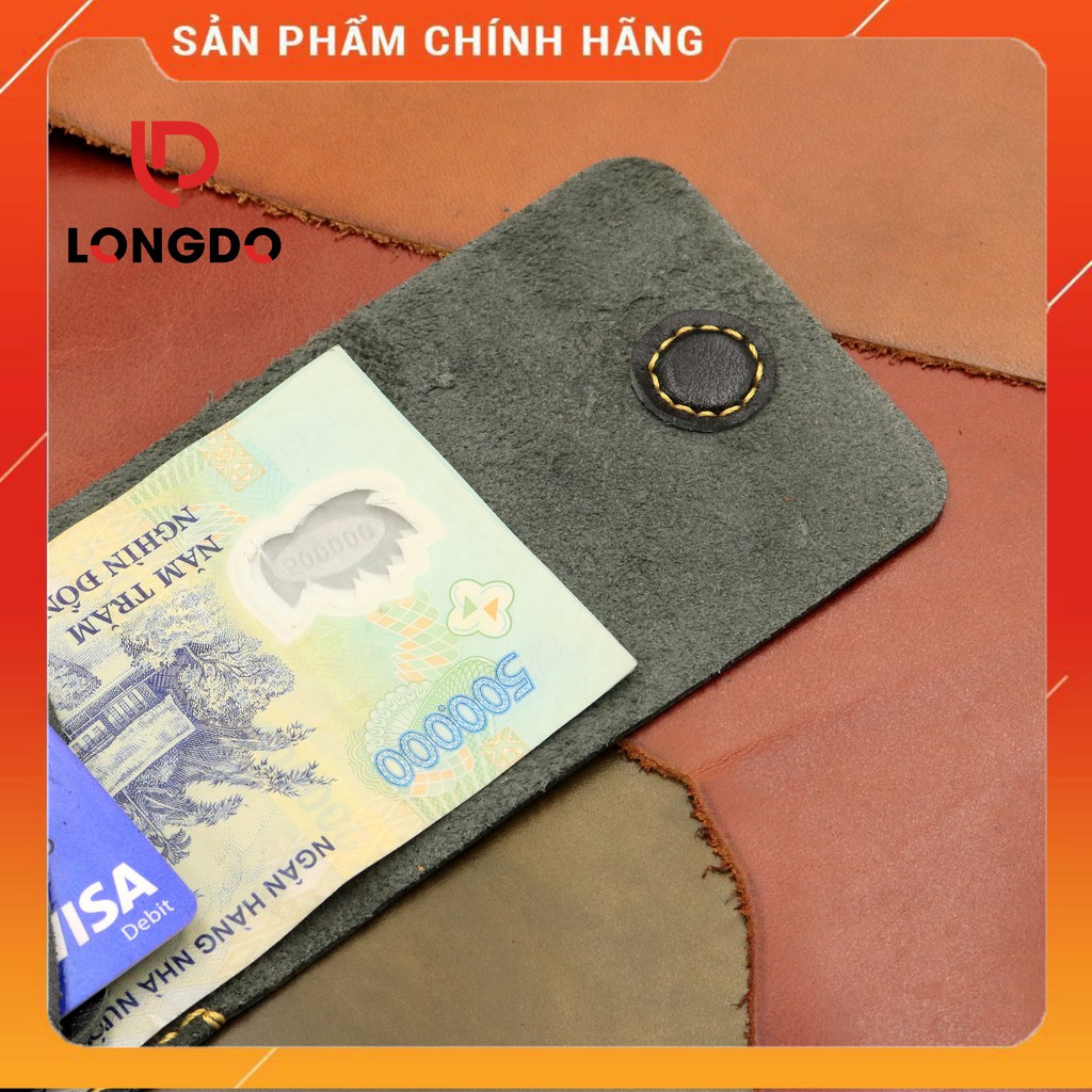 Ví sen 3, bóp ví nam mini da bò thật - Bảo hành 5 năm - Hàng chính hãng thương hiệu Longdo Leather