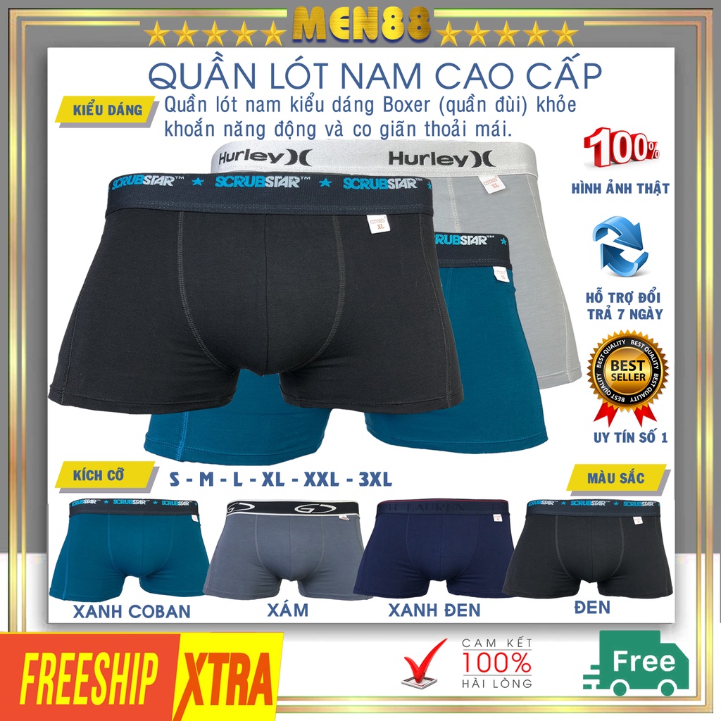 Quần sịp đùi nam Boxer cao cấp cotton quần lót nam có big size lớn cho người to mập