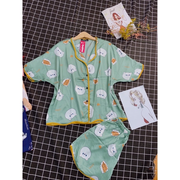 Đồ Bộ Pijama - Bộ lụa LATIN đùi hoạ tiết cao cấp - Freesize | WebRaoVat - webraovat.net.vn