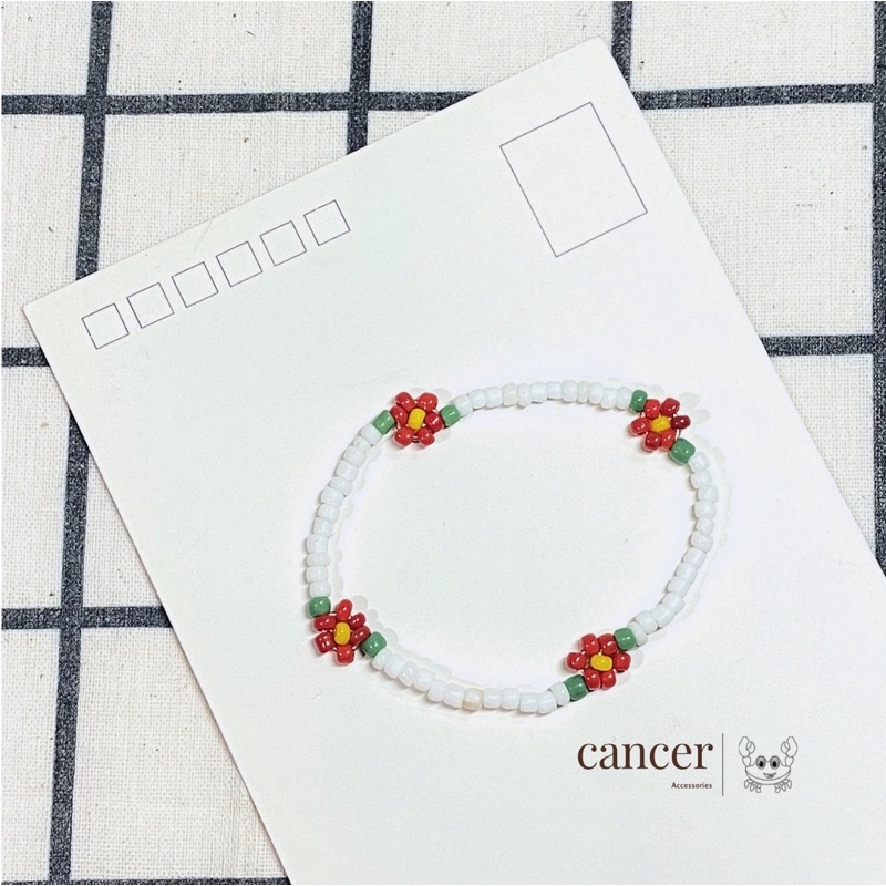 VÒNG ĐEO TAY HẠT CƯỜM HOA CÚC ĐỎ HANDMADE  #makebytiemtaphoahandmade