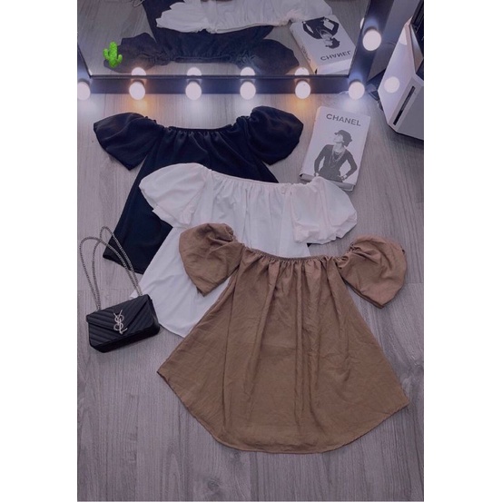 Áo bẹt vai tay ngắn phồng phôm suông PC2022 alohashop91