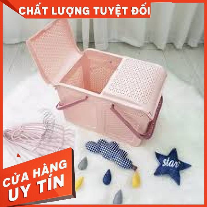 Làn nhựa đi sinh [𝐇𝐀̀𝐍𝐆 𝐂𝐀𝐎 𝐂𝐀̂́𝐏]  đa năng có nắp mở rộng tiện lợi, Giỏ đựng đồ sơ sinh cho bé- 2604- 2606