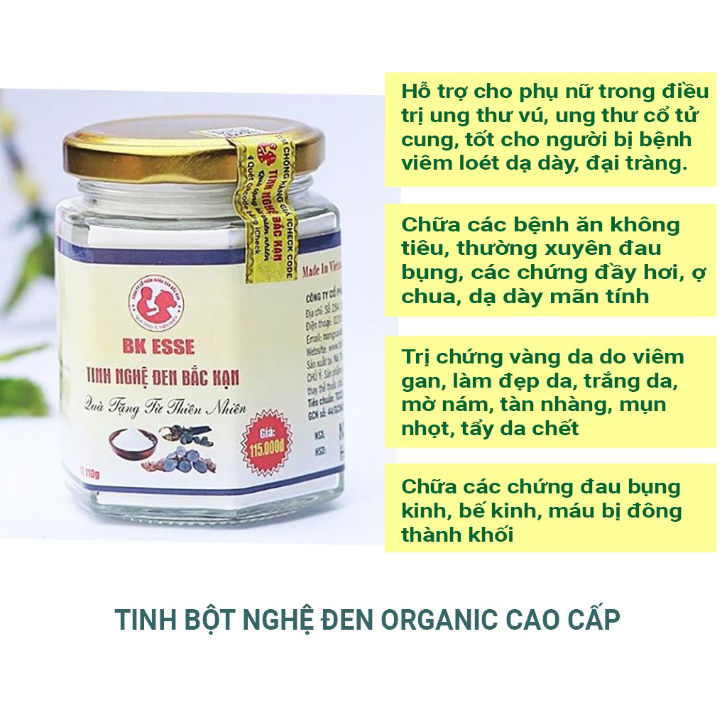 Tinh bột nghệ đen nguyên chất Bắc Kạn, Tinh bột nghệ đen cao cấp Bắc Kạn 110g, có chứng nhận Tiêu chuẩn Organic | BigBuy360 - bigbuy360.vn