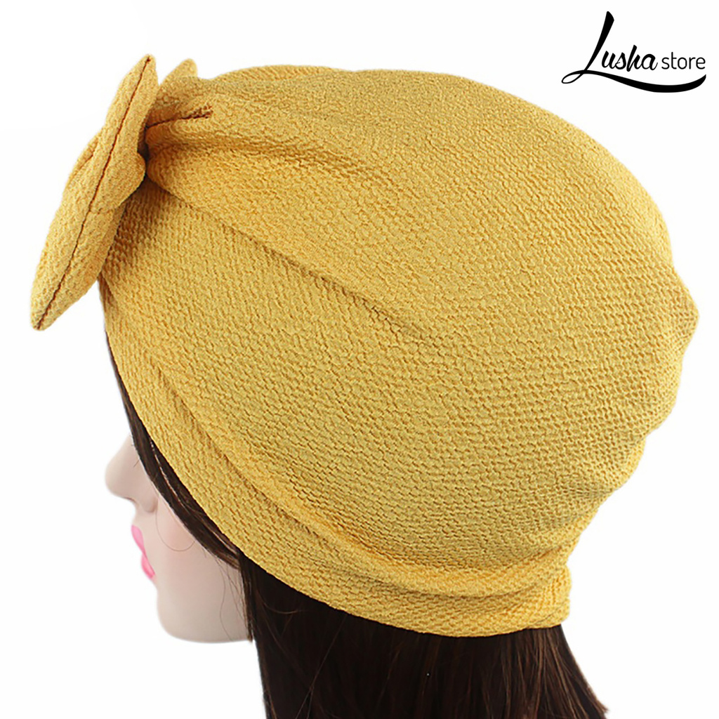 Lush Mũ Turban Thắt Nơ Vải Cotton Phong Cách Ấn Độ