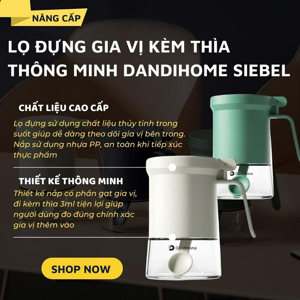 Lọ đựng gia vị, hũ đựng gia vị thủy tinh và nhựa PP DandiHome Siebel có thìa thông minh