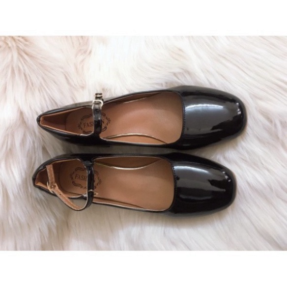 G016 Giày búp bê Marry Jane 5 cm da bóng full box