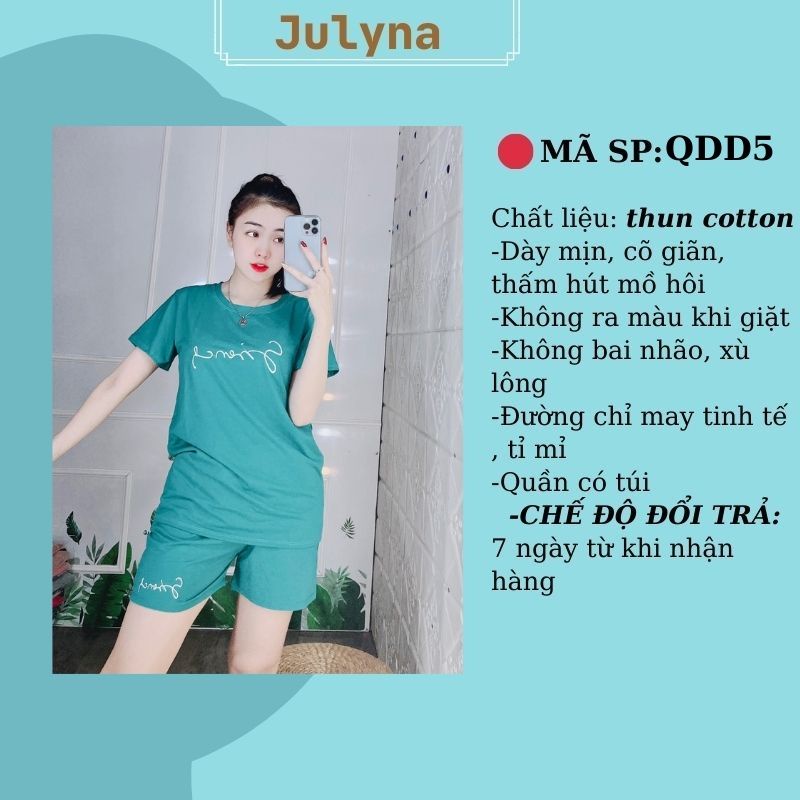 Đồ bộ nữ đồ bộ mặc nhà set bộ nữ bigsize JULYNA QDD1 ĐÙI CHỮ SMILE