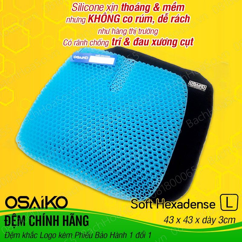 HCM - Đệm lót ghế ngồi giảm đau mỏi, tê chân, đau lưng, thoáng khí Nệm Silicone OSAIKO Soft Hexadense – size L