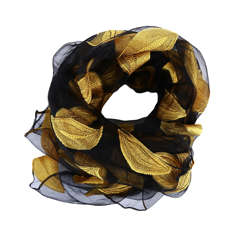 Khăn Choàng Chiffon Mềm Mại Thêu Họa Tiết Lá Cổ Điển Cho Nữ | BigBuy360 - bigbuy360.vn