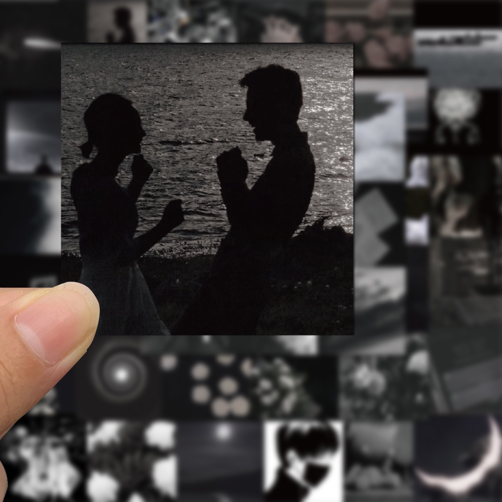 Set 54 miếng dán trang trí laptop chống nước hình phong cảnh màu trắng đen