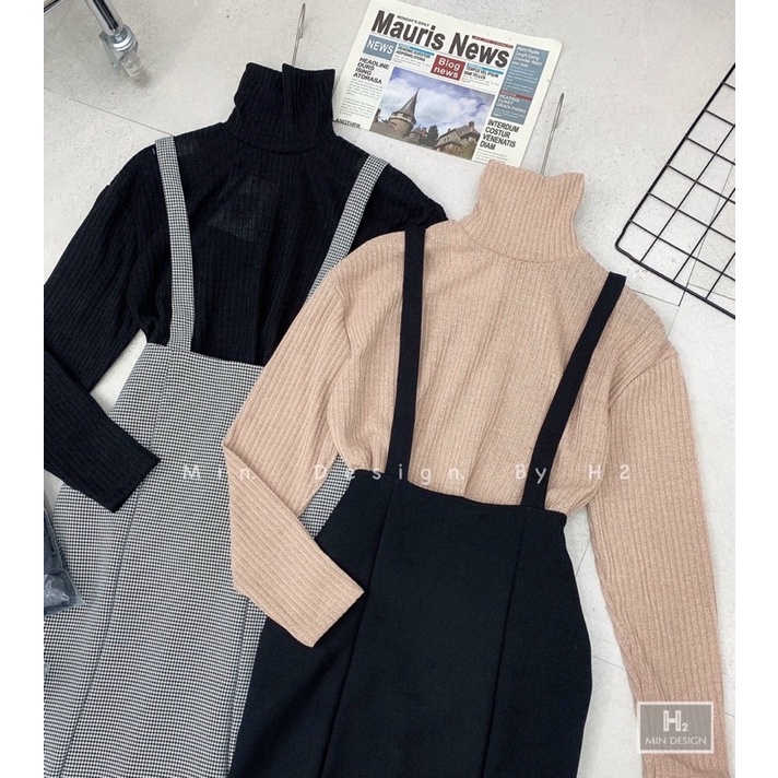 Sét váy yếm + áo cao cổ | BigBuy360 - bigbuy360.vn