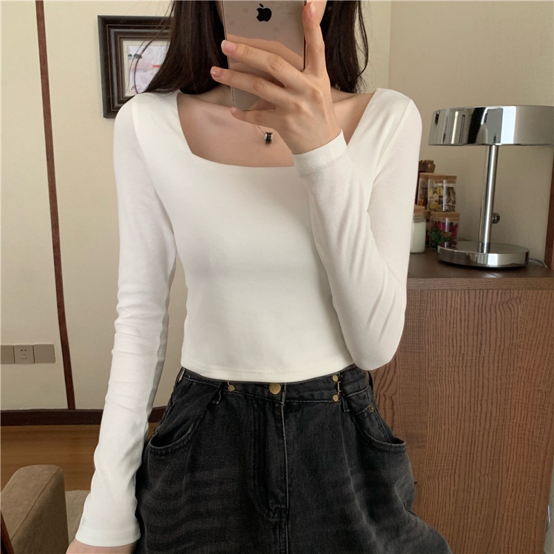 SUXI Áo Tay Dài Dáng Ôm Màu Sắc Đơn Giản Dành Cho Nữ