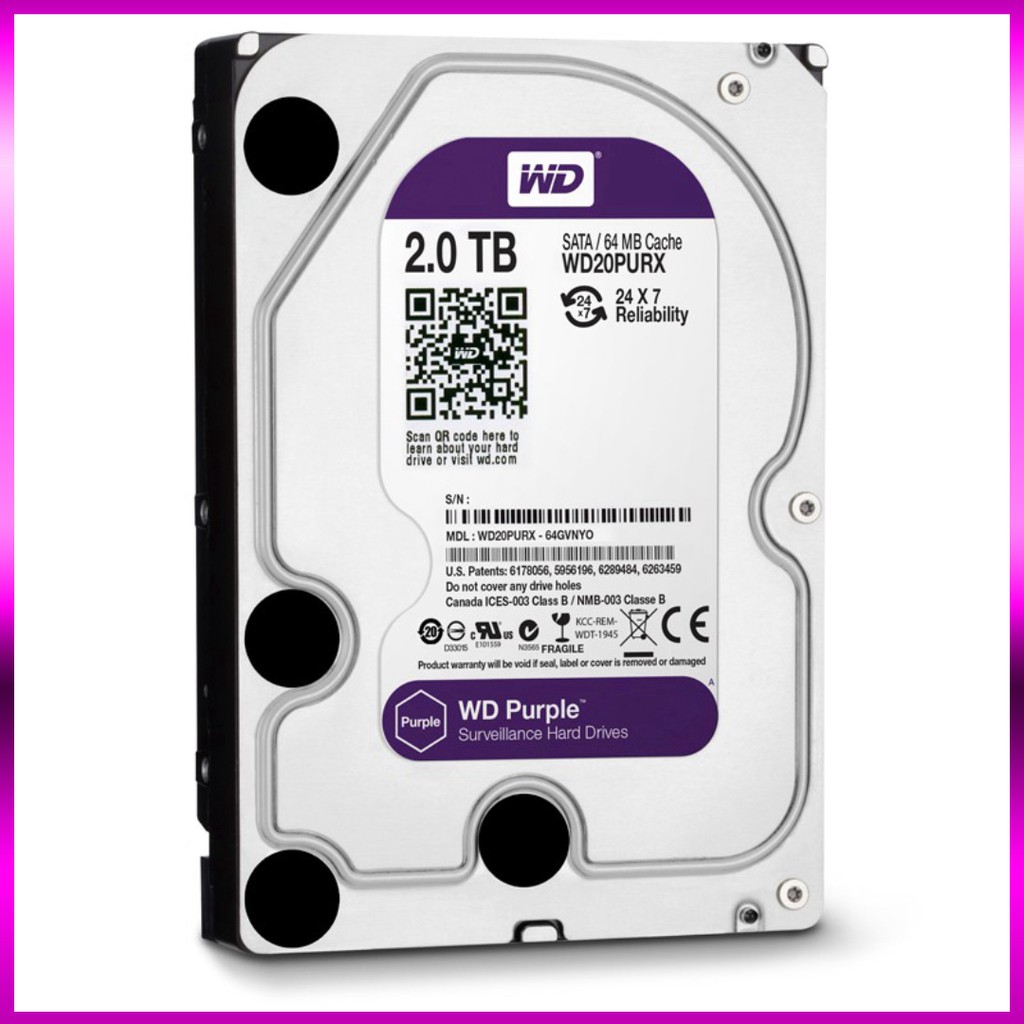 🍀 Ổ cứng chuyên dụng Camera 2TB WD PURPLE - Hãng chính hãng - Bảo hành 36 tháng.