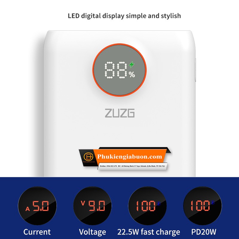 Sạc Dự Phòng J36P ZUZG Sạc Nhanh PD 20W (Bảo hành 1 năm)