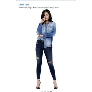 Quần Jeans Sneakpeek Skin Xanh Đậm Co Giãn Rách Gối - Size 30 - 2359