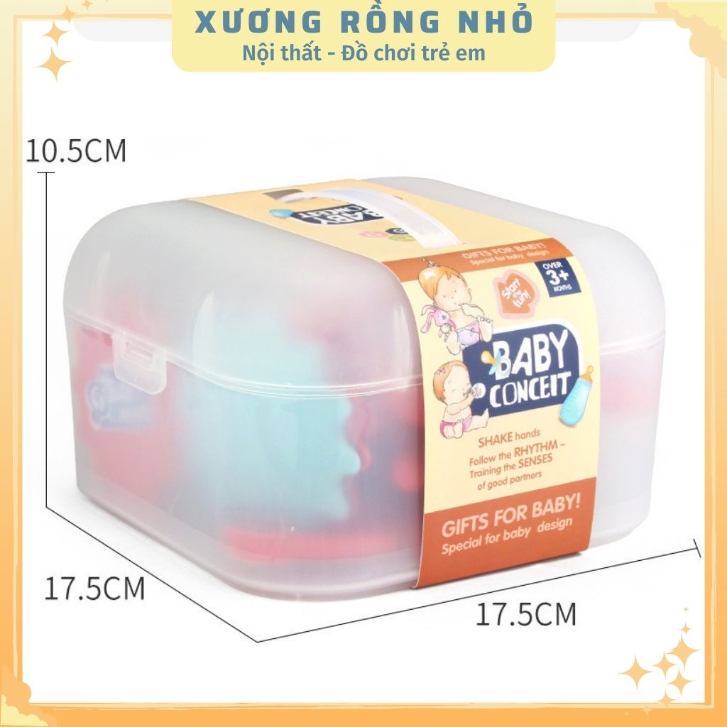 Bộ đồ chơi xúc xắc gặm nướu cho bé sơ sinh 12 món có hộp đựng Baby Conceit