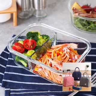 Hộp cơm thủy tinh chia ngăn giữ nhiệt dùng cho văn phòng sử dụng được lò vi sóng
