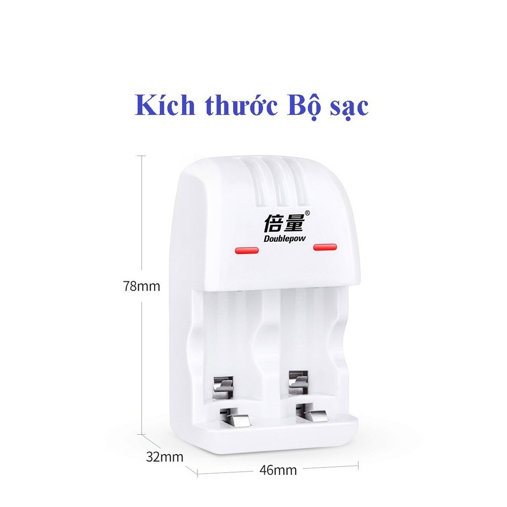 Bộ Sạc Thông Minh DP-K06 Có Đèn LED Tặng Kèm Pin Sạc Cr2 3V Doublepow Dung Lượng Cao 900mAh - Hàng Chính Hãng