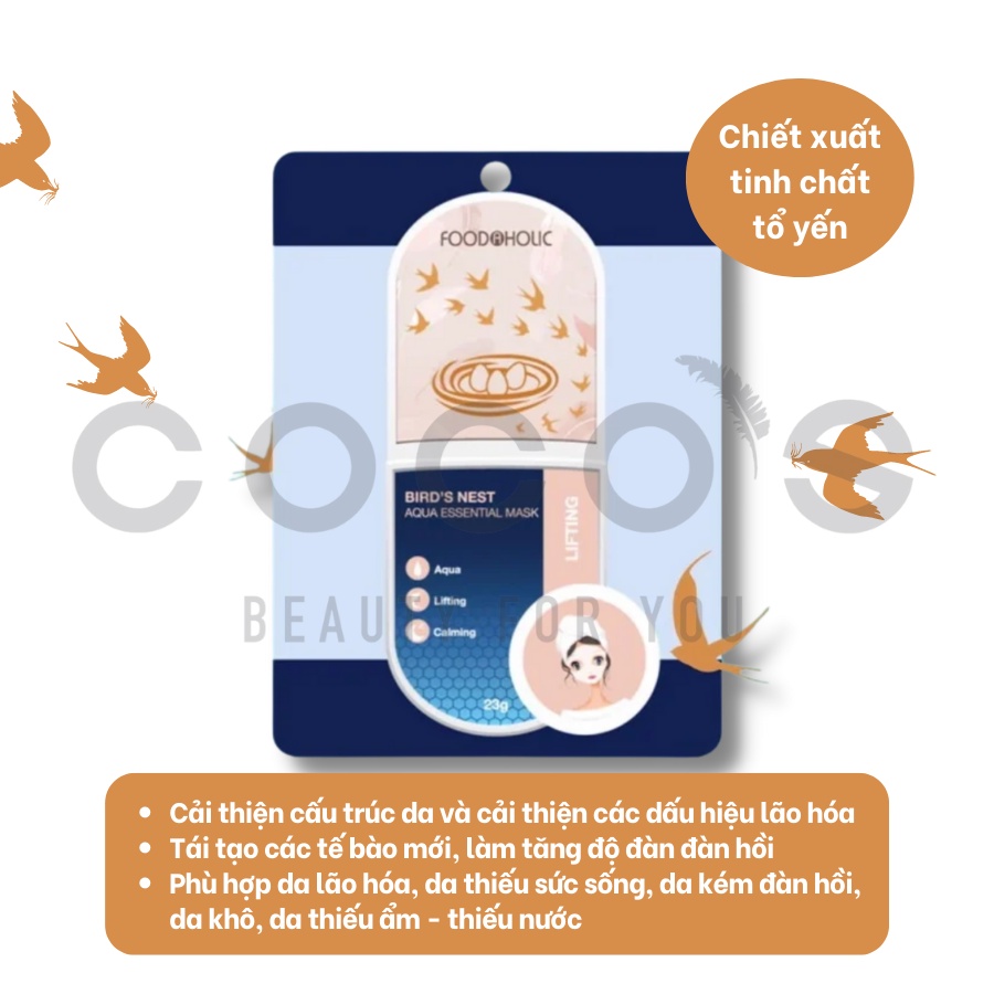 COMBO 4 Mặt Nạ Chăm Sóc Da Toàn Diện Foodaholic Essential Mask [23g x 4] - COLLAGEN, BIRD'S NEST, BLACK PEARL, DIAMOND
