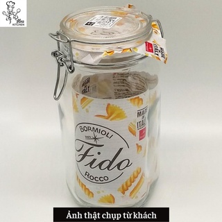 Hũ thủy tinh đựng thực phẩm gia vị, combo 2 hũ nắp khóa cài dung tích 1500 ml - made in italy