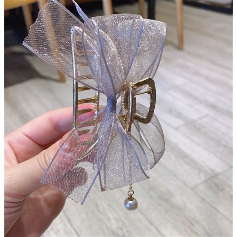 Kẹp tóc hình nơ/ hình học đính ngọc trai thời trang mùa hè tinh tế dành cho nữ