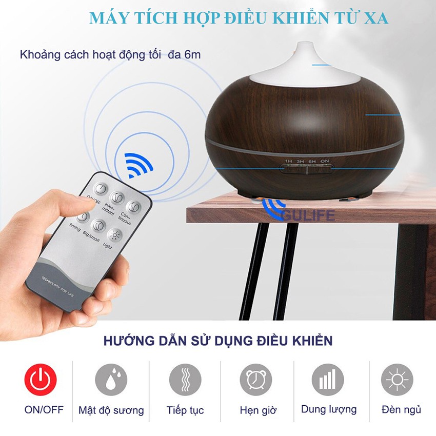 Máy Xông Tinh Dầu Bí Ngô Máy Khuếch Tán Phun Sương Cỡ Lớn 550ML Remote Điều Khiển Làm Thơm Phòng Lọc Không Khí Bụi Bẩn