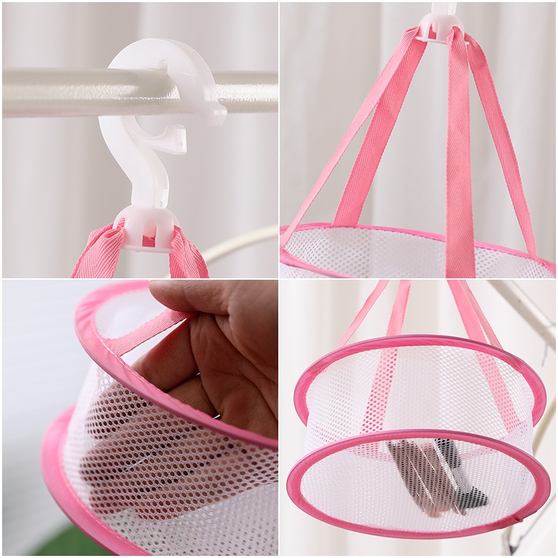 1 Giỏ Lưới Mini Đa Năng Dạng Gập Đựng Cọ Trang Điểm/Đồ Lót Tiện Dụng