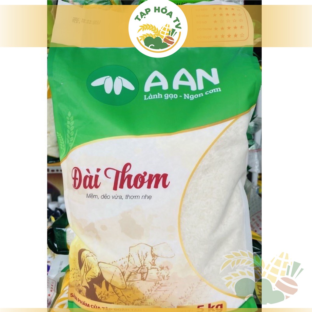  Gạo Đài Thơm 8 - Dẻo, Ngon, Mùi Thơm Nhẹ - Gạo A An Túi 5kg (Date Mới)