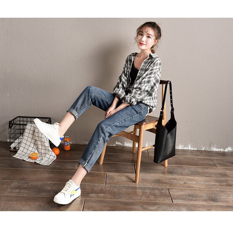 Q6003 - Quần baggy jean lưng cao nữ hàng nhập