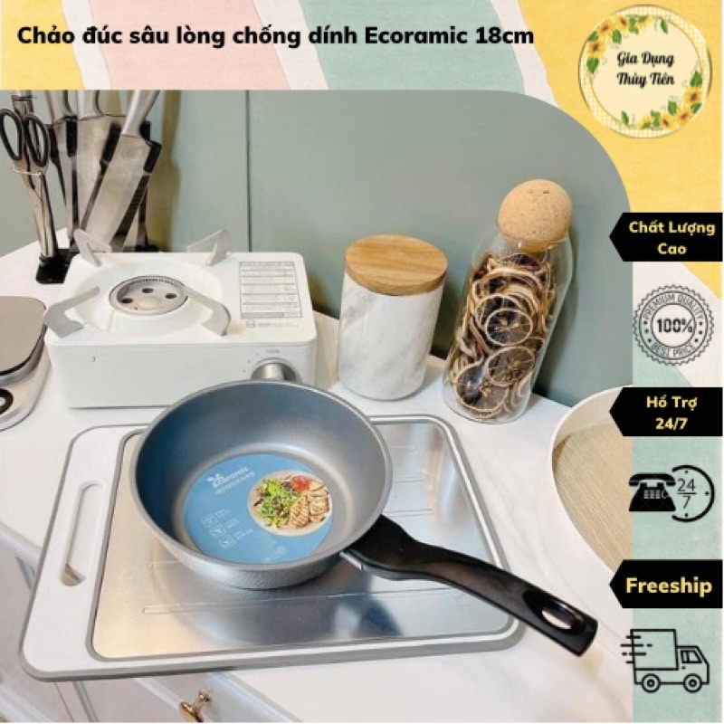 Chảo đúc sâu lòng chống dính Ecoramic 18cm