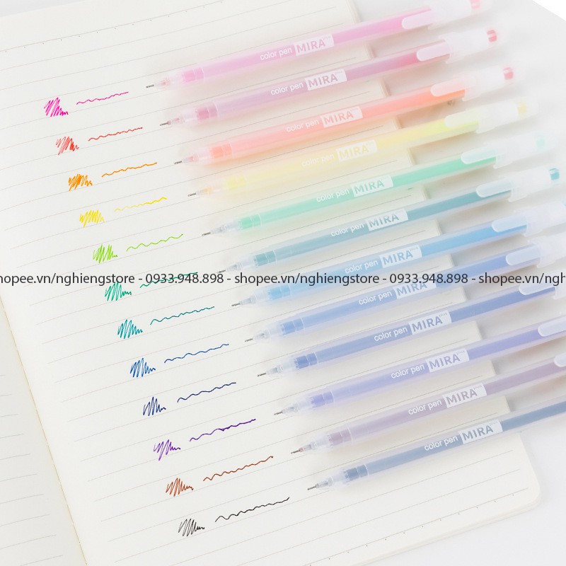 Trọn bộ 12 màu bút bi siêu cute - Thích hợp trang trí sổ bìa đáng yêu