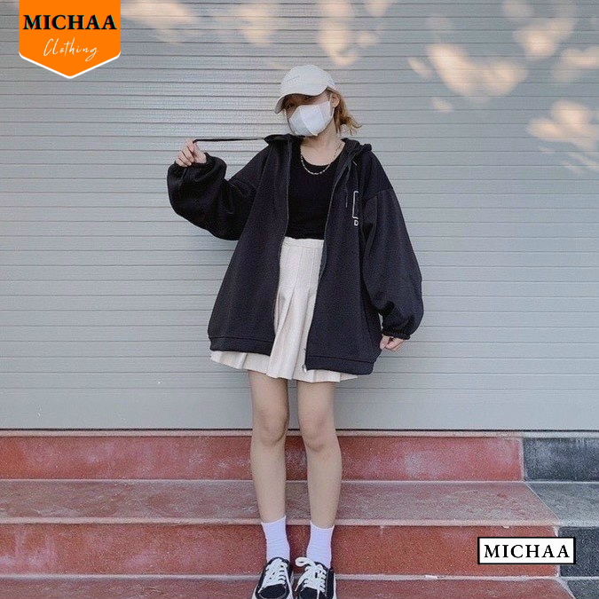 Áo Khoác Nỉ DORIS Tay Phồng Nam Nữ Ulzzang Unisex, Áo Khoác Dây Kéo Form Rộng - MICHAA