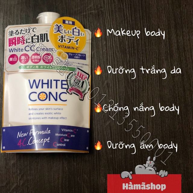 Kem dưỡng trắng toàn thân White ConC CC cream