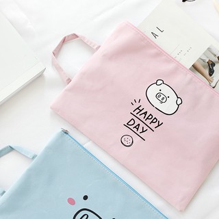 Túi Đựng Hồ Sơ Tài Liệu Khổ A4 Sức Chứa Lớn Có Thể Mang Đi In Hình Chú Heo Dễ
