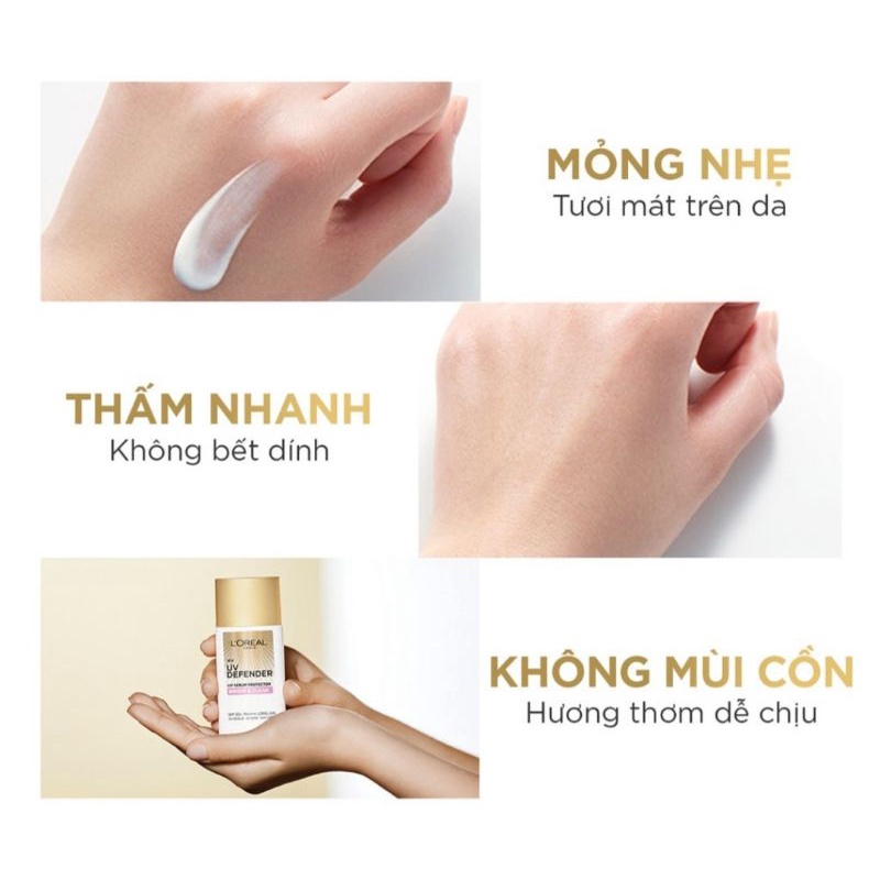 Kem chống nắng mịn nhẹ bảo vệ da chống lão hóa L’Oreal Paris UV Defender 15ml​