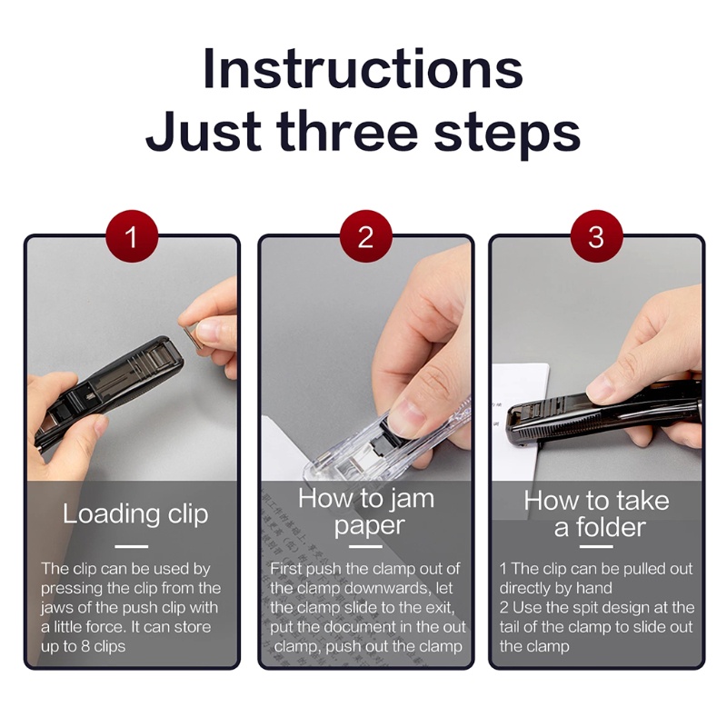 Bộ Kẹp Giấy Với 8 Kẹp Bằng Kim Loại Thay Thế Cho Học Sinh