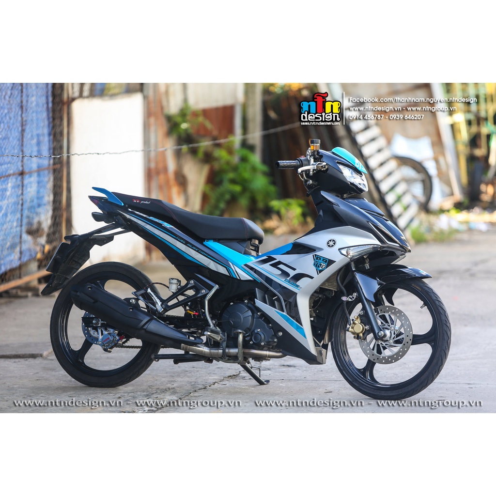 Tem Rời Dán Xe Exciter 150 Mẫu Y15ZR Bạc Xanh Đen  Cực Hot, Hàng 3 Lớp Chất Lượng Cao